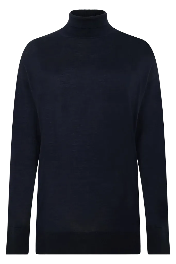 'S Max Mara Virgin Wool Turtleneck Sweater — Navy