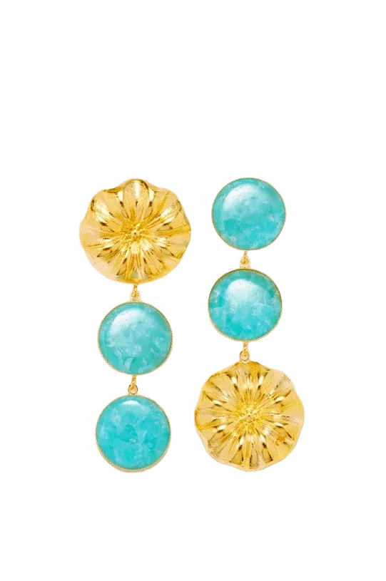 Double stone earrings - Gold & Blue