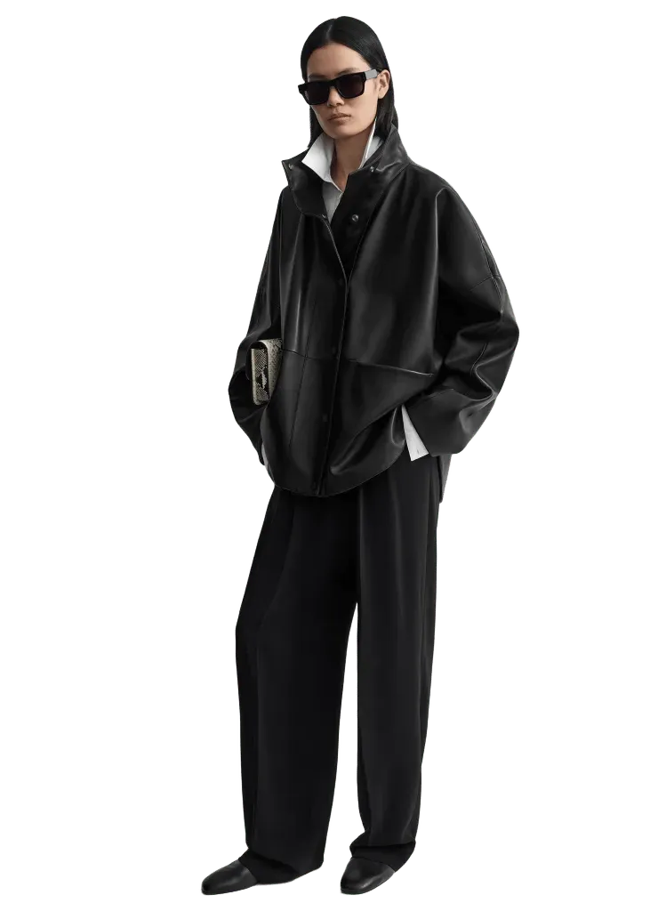 Nappa parachute jacket black
