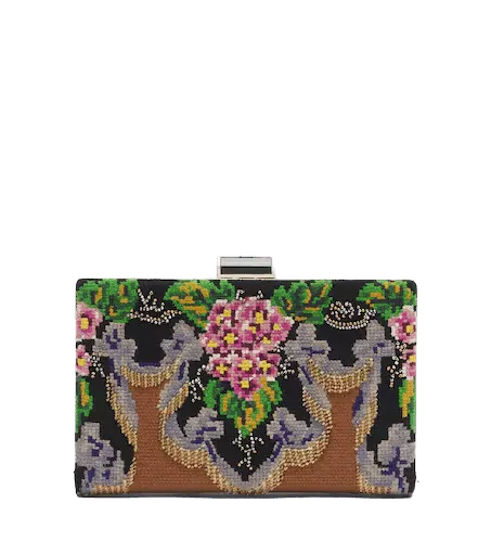 Berthe embellished jacquard clutch