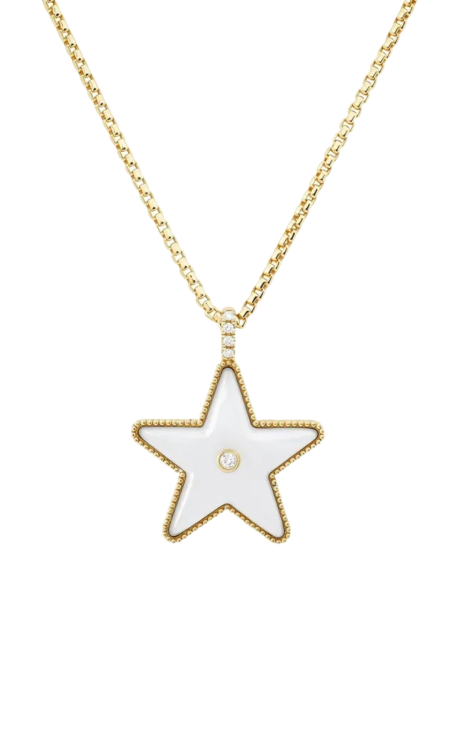 Star Power White Mother of Pearl and Diamond Necklace