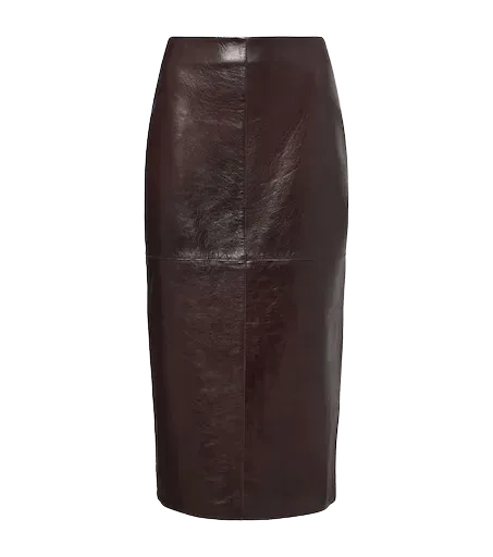 Leather midi skirt