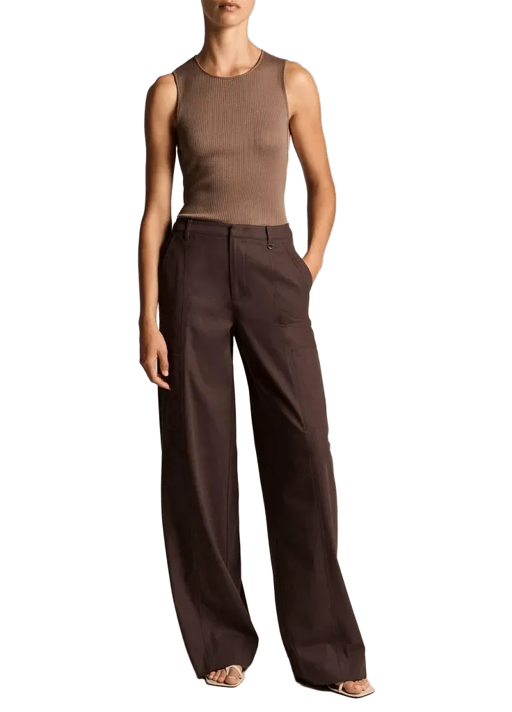 Mid-Rise Paneled Stretch-Cotton Pant