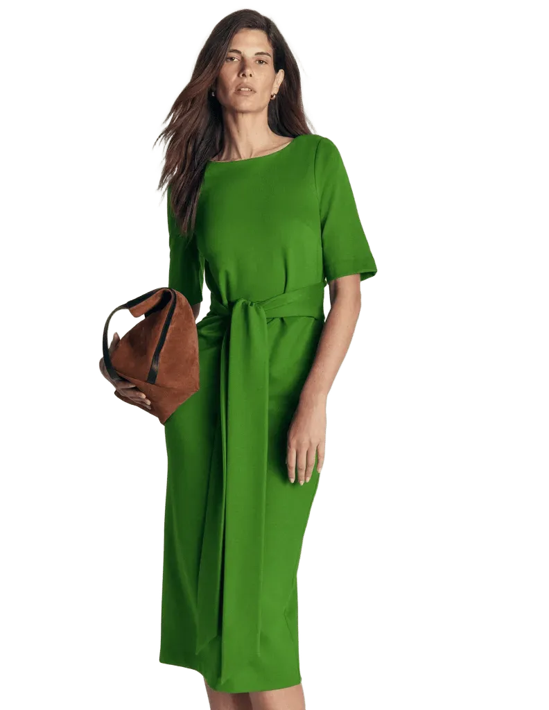 Belted Ponte Midi Dress