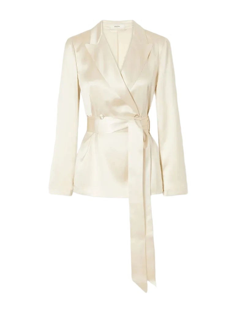 Archer belted silk-satin jacket