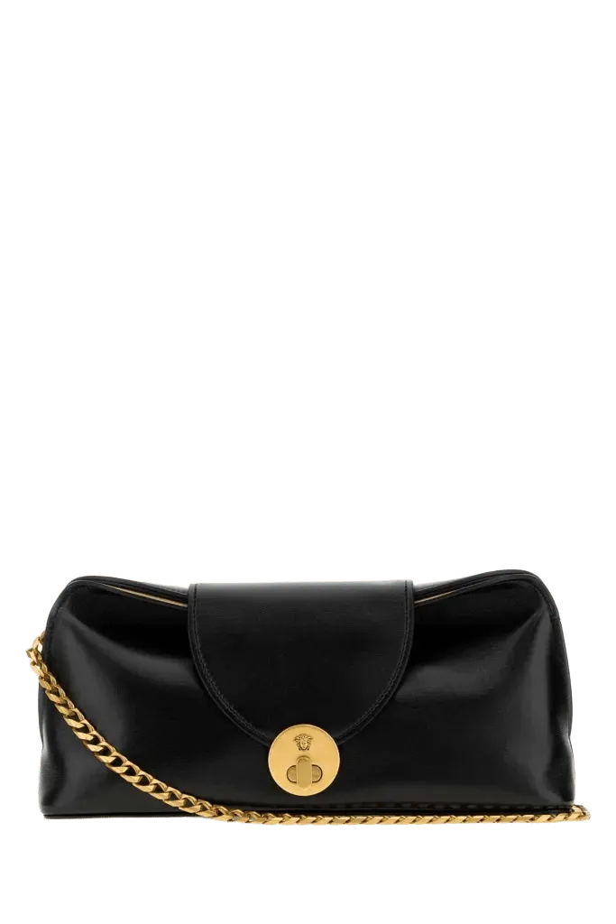Versace Chain-Trimmed Clutch — Black