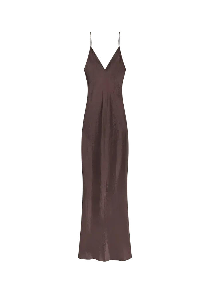 The Textured Satin Maxi Dress