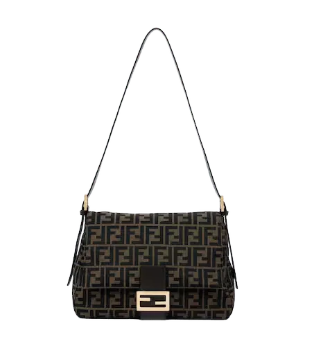 Baguette Flap Medium FF Zucca canvas shoulder bag