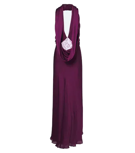 Cesura draped open-back silk satin gown