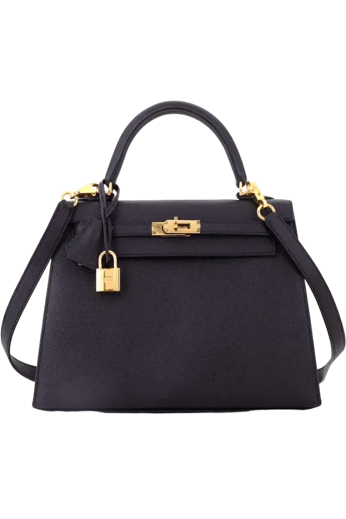 Kelly Handbag Black Epsom with Gold Hardware 25