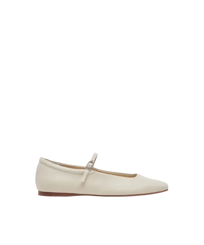 REYES WIDE BALLET FLATS IVORY LEATHER