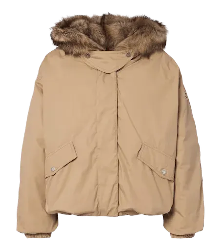 Shearling-trimmed cotton-blend down jacket