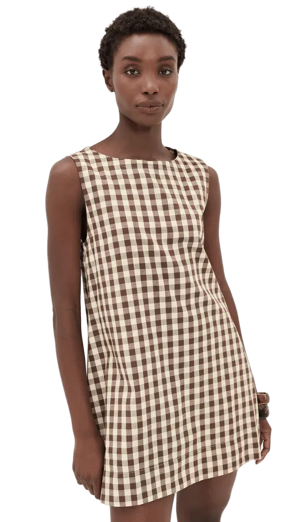 Aftersun Brown Check Mini Dress