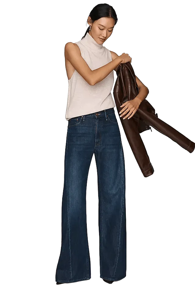 MOTHER The Lemon Twist Sneak High-Rise Wide-Leg Jeans