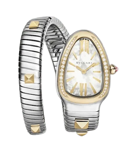Serpenti Tubogas embellished 35mm stainless steel and 18kt gold watch