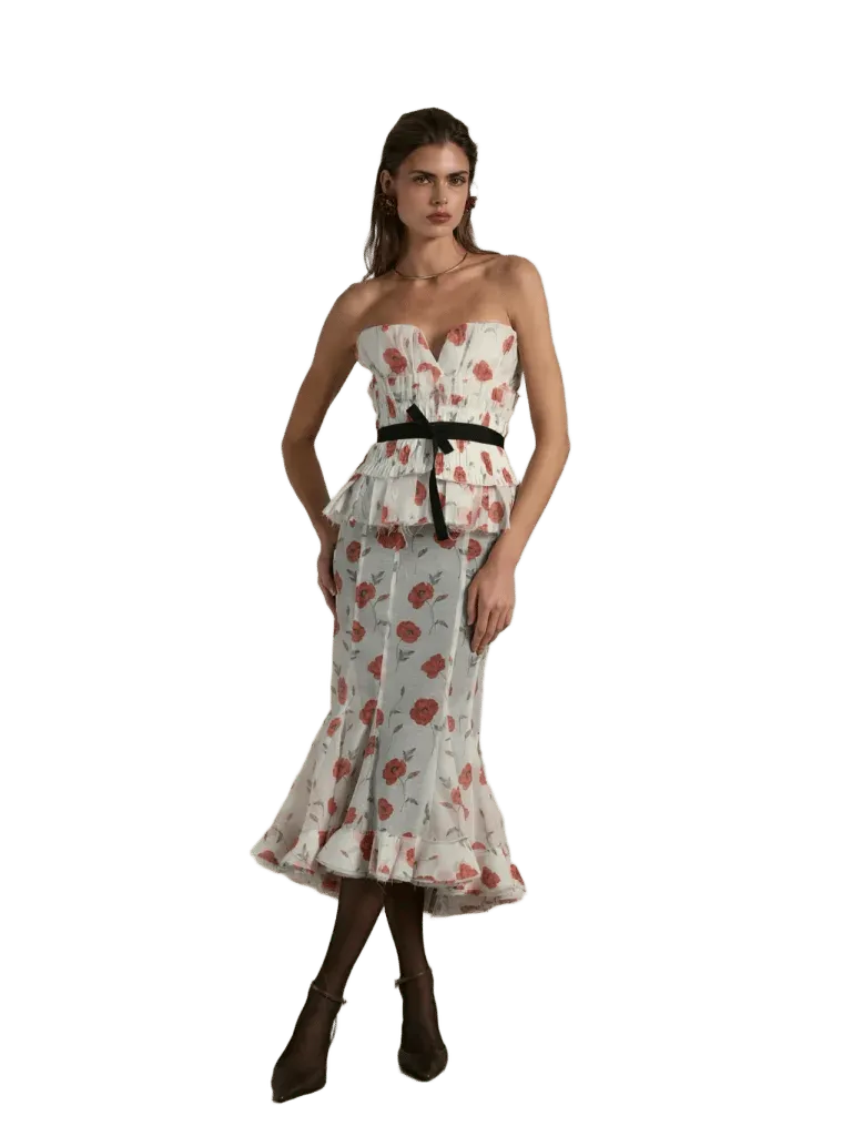 V. Chapman x Kristopher Brock Madrid Top in Red Poppy Print