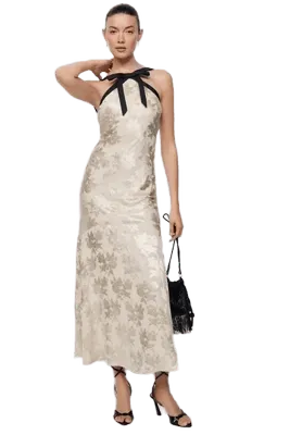 Avec Les Filles Halter Bow Maxi Dress