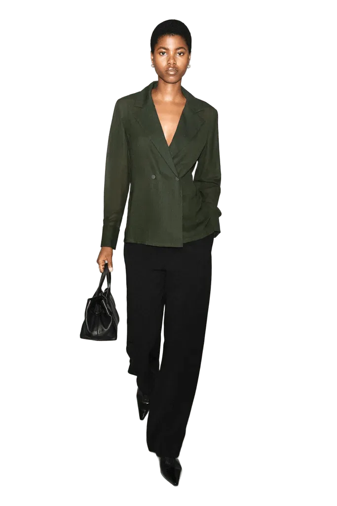 DOUBLE-BREASTED WOOL-BLEND SHIRT