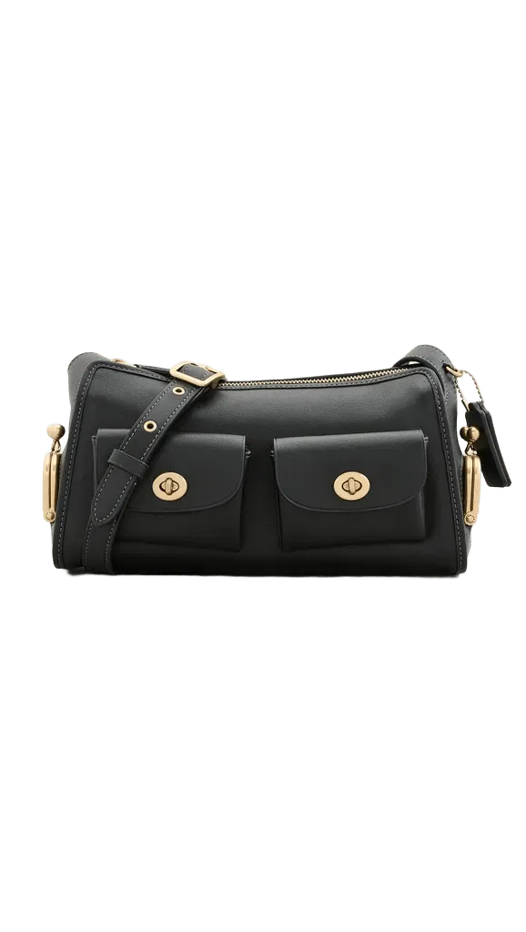 Natural Grain Leather Turnlock Haversack Bag 27