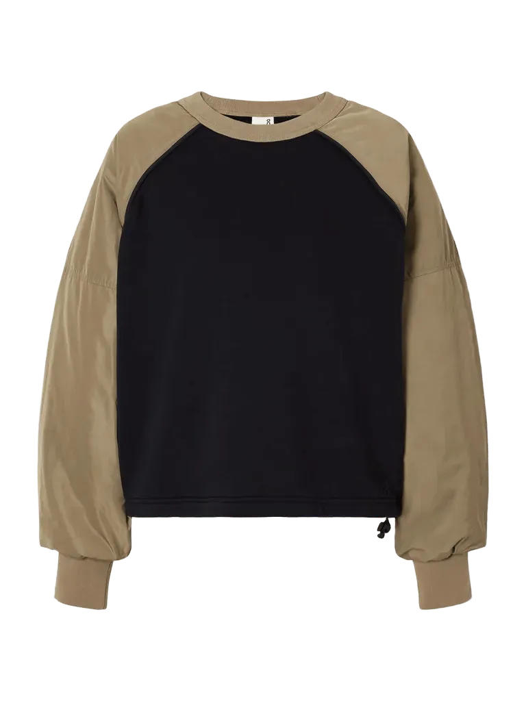 + Zendaya two-tone shell-trimmed cotton-blend jersey sweatshirt