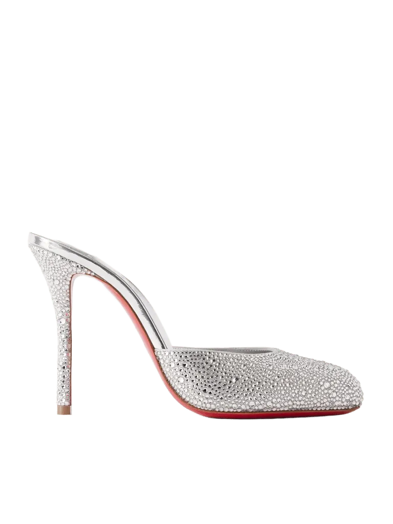 Dolly 100 crystal-embellished metallic leather mules