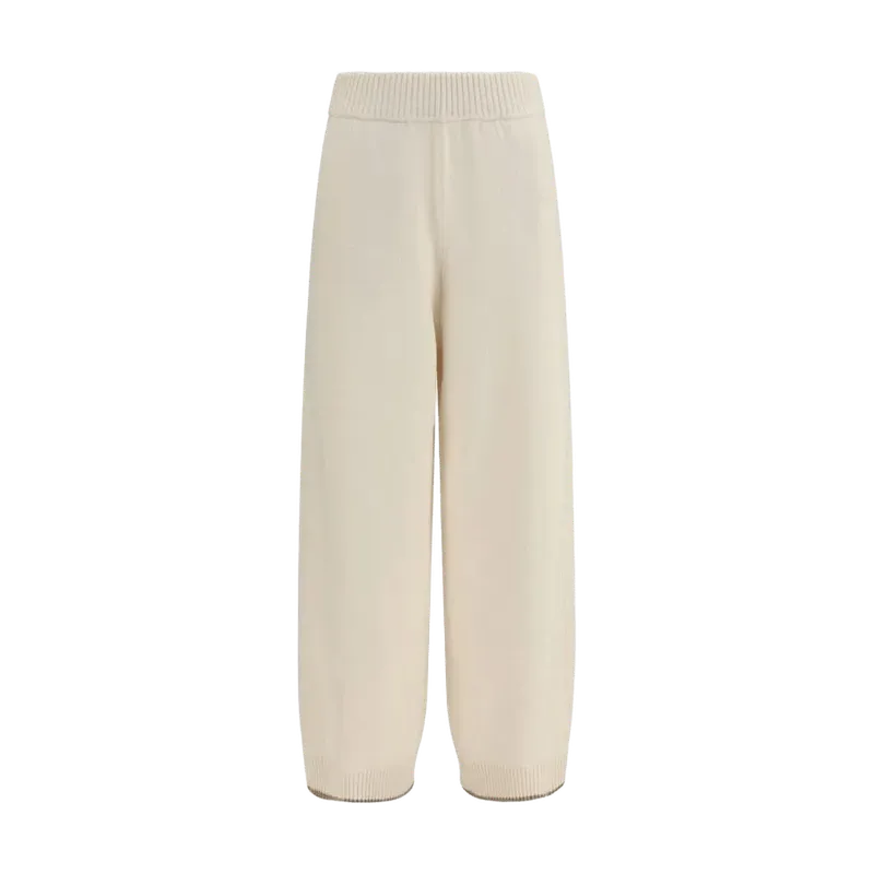 Brunello Cucinelli Cashmere Ribbed Joggers — White