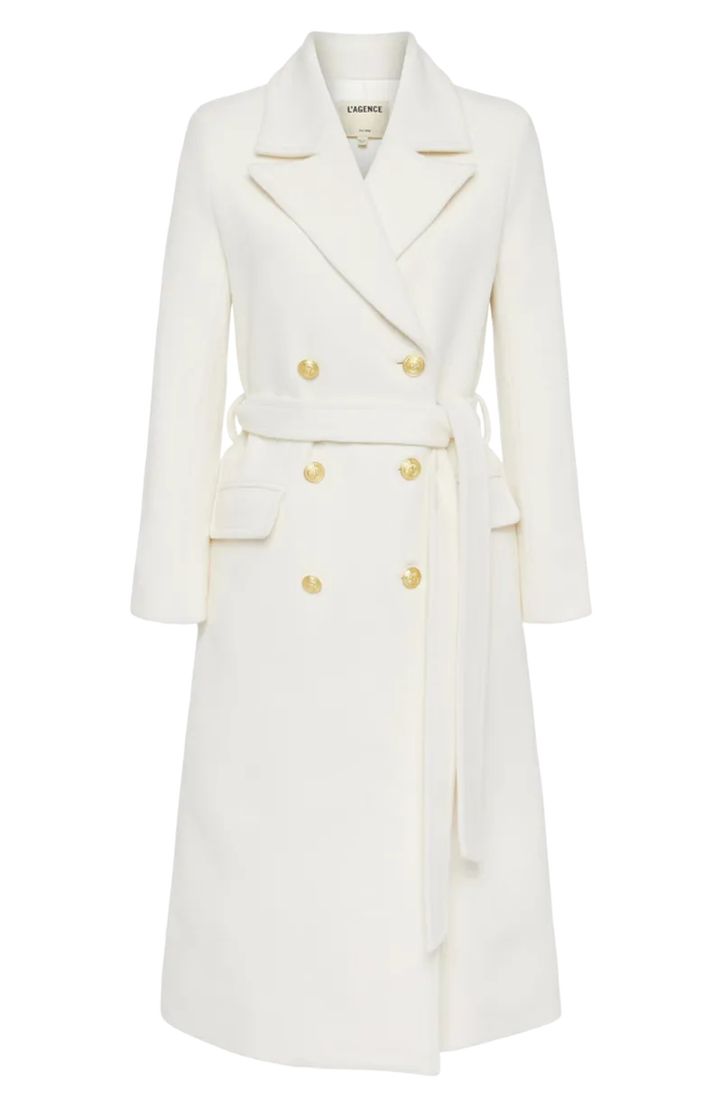 Olina Belted Wool Blend Trench Coat