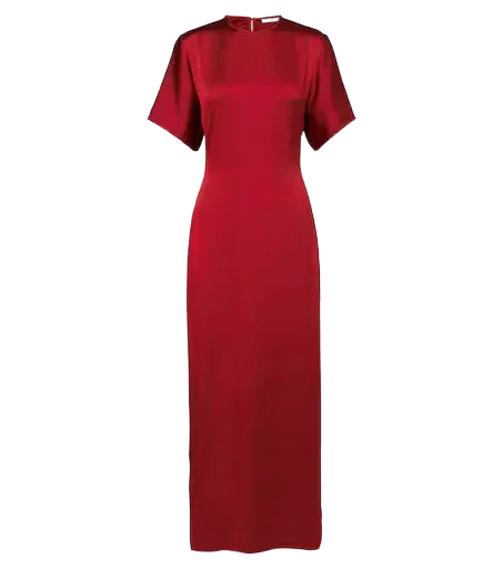 Imogen gathered satin maxi dress