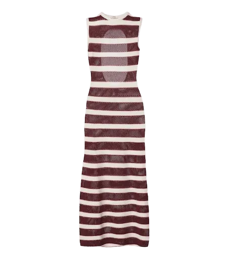 Régulière striped cotton-blend midi dress