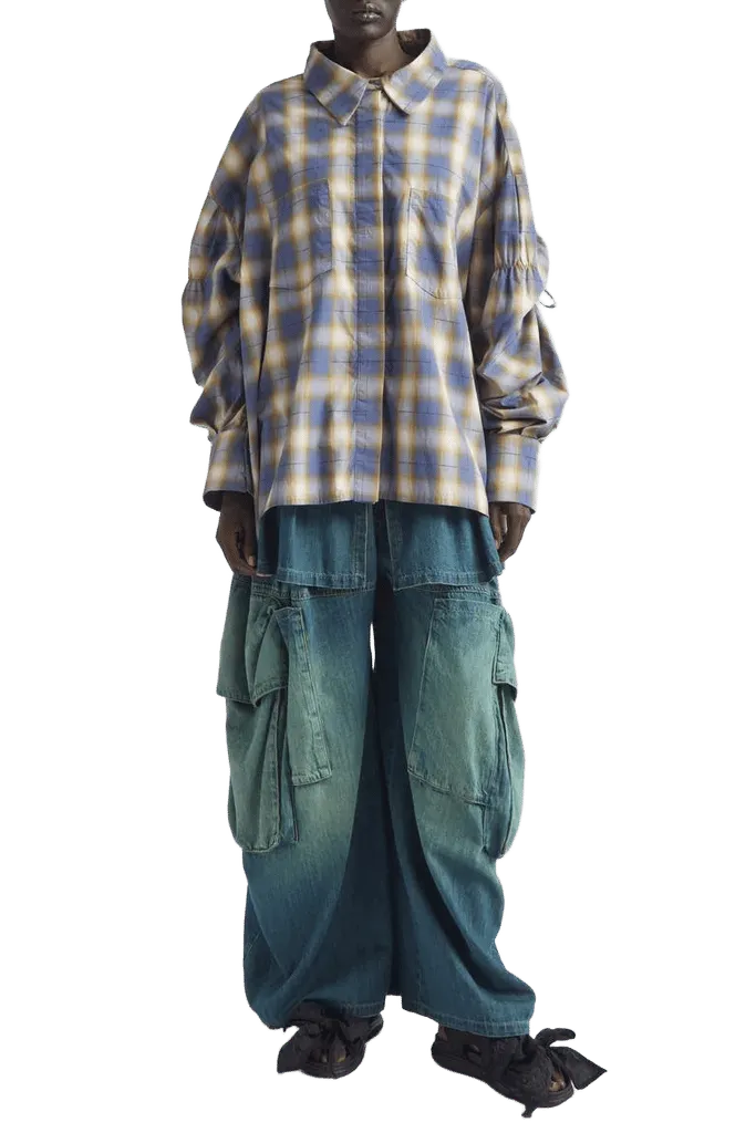 Chason Country Plaid Cotton Blend Scrunch Shirt