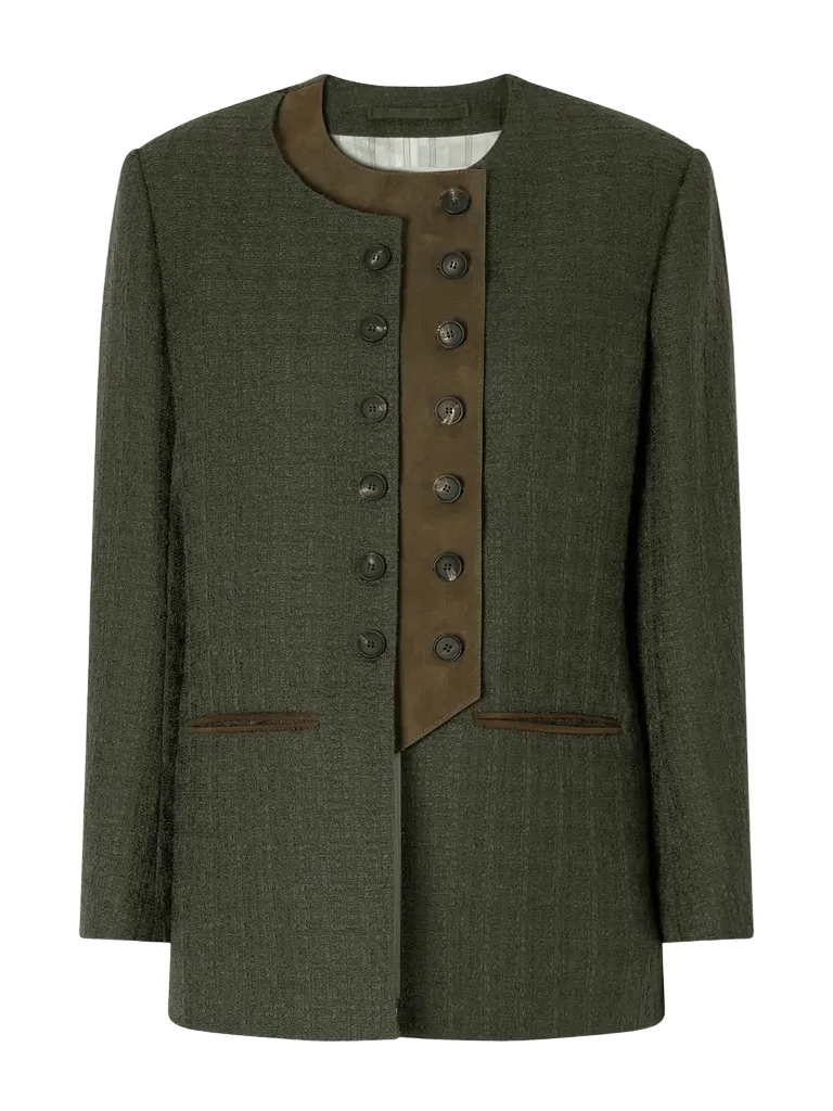 The Lara twill-trimmed wool and mohair-blend bouclé blazer