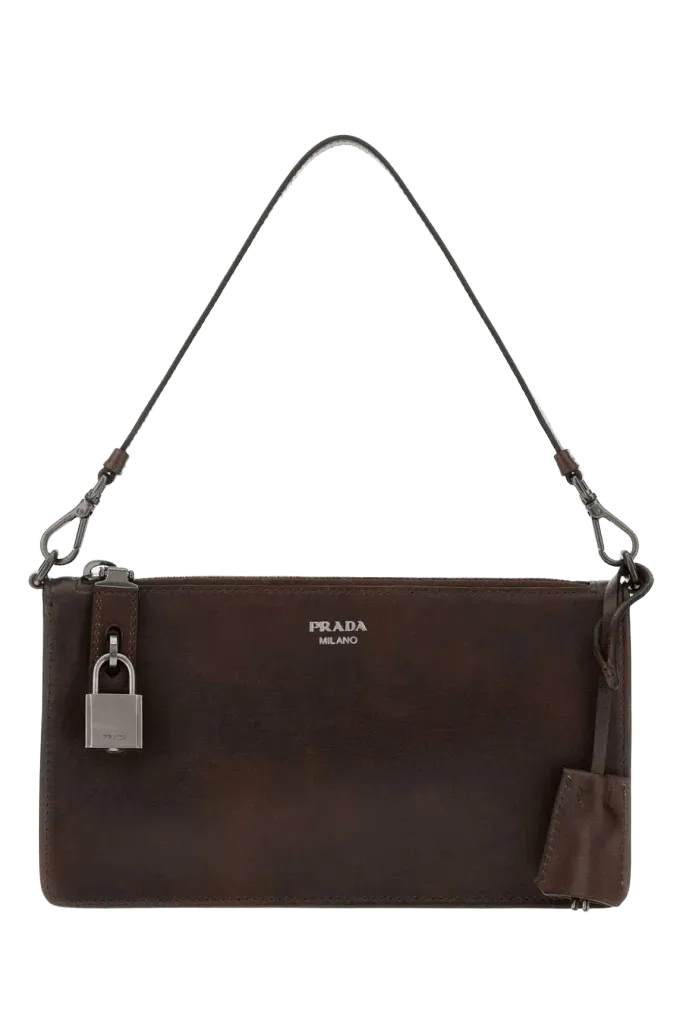 Prada Leather Card Case — Brown