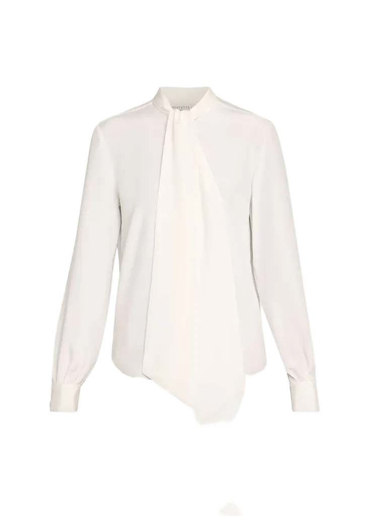Tie-Neck Silk Georgette Blouse