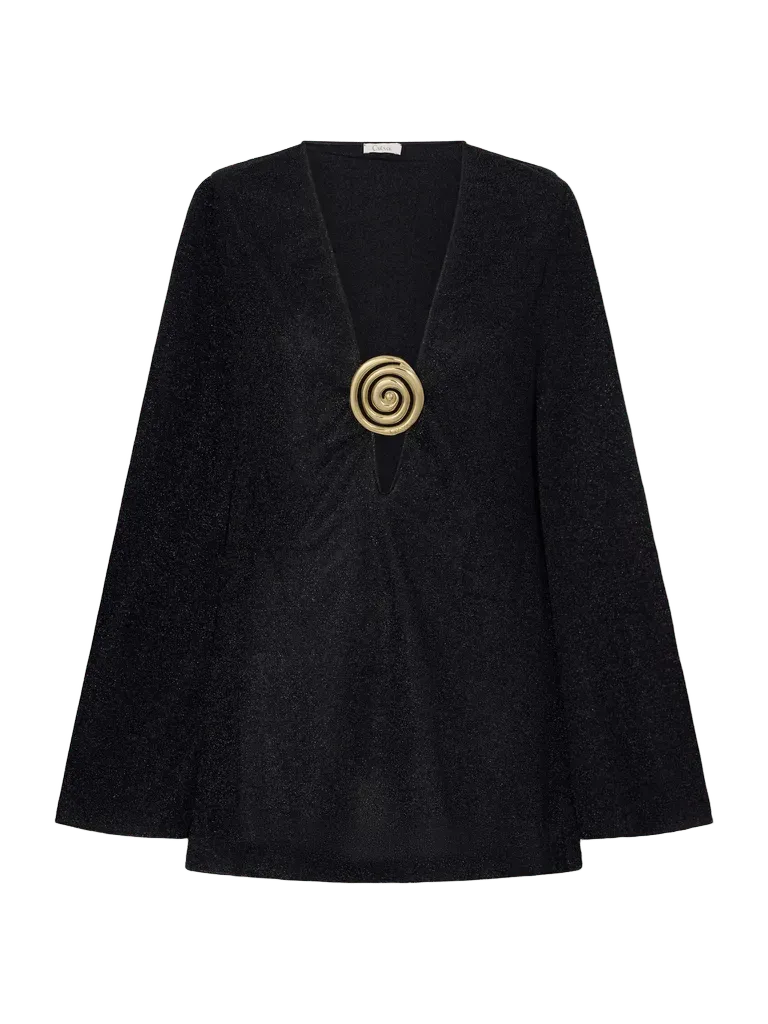 Lumiere spiral embellished Lurex coverup