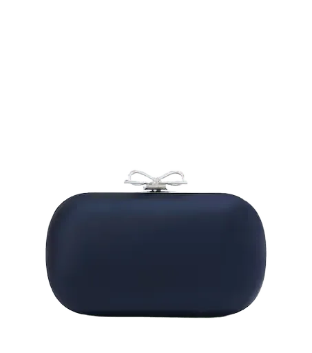 Crystal-embellished satin clutch