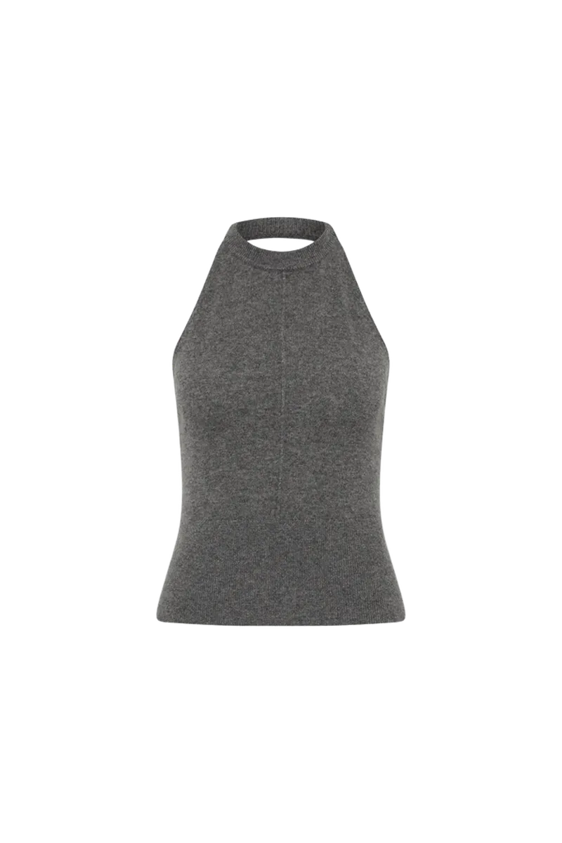 Cashmere Halter Top - Smoked Melange