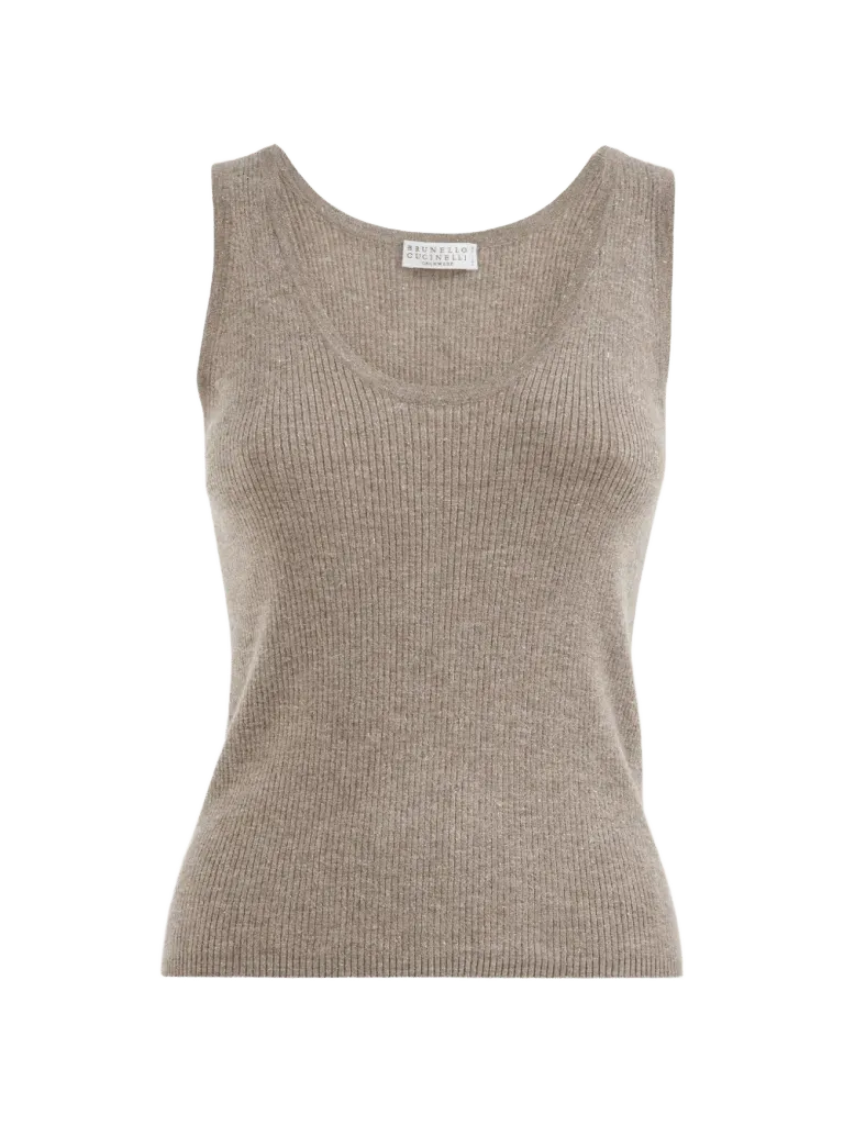 sparkling cashmere and viscose rib-knit top