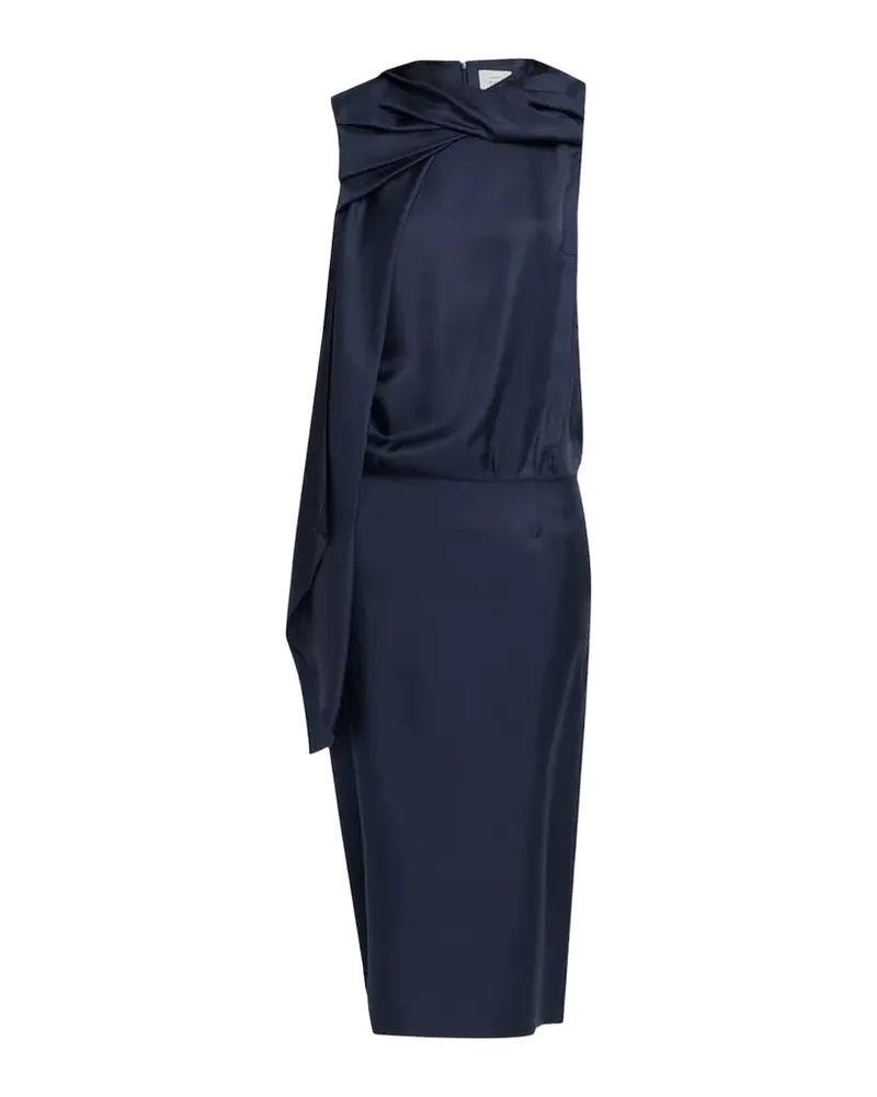 Izia Draped Cape Silk Midi Dress