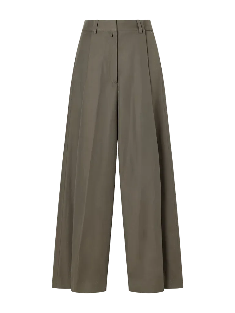 Cotton-twill wide-leg pants
