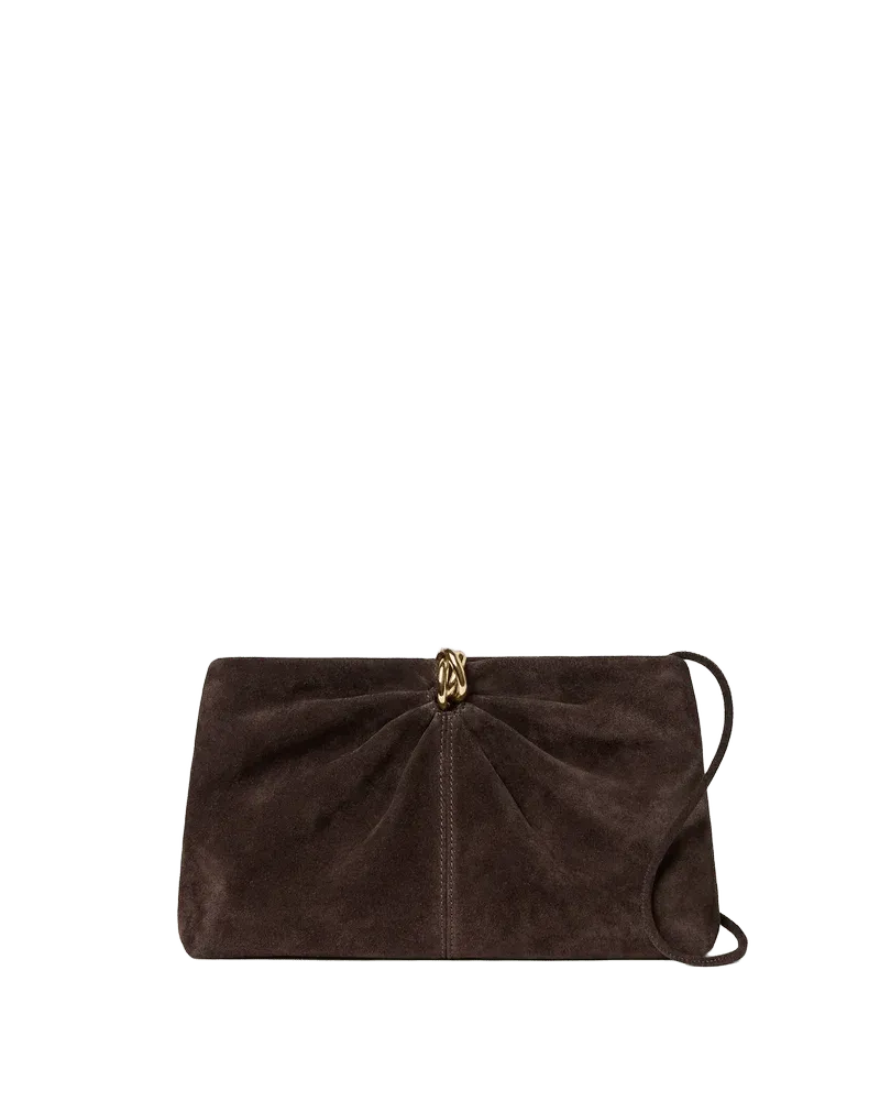 Corrine Brown Suede Gathered Clutch