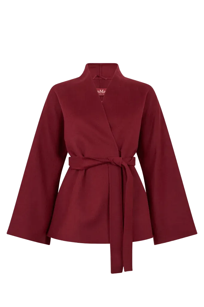 Max Mara Studio Wool Kimono Jacket — Red