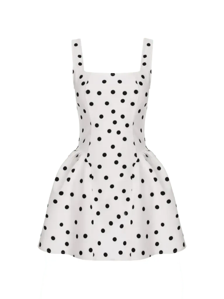 HAMZA polka-dot lace-up dress