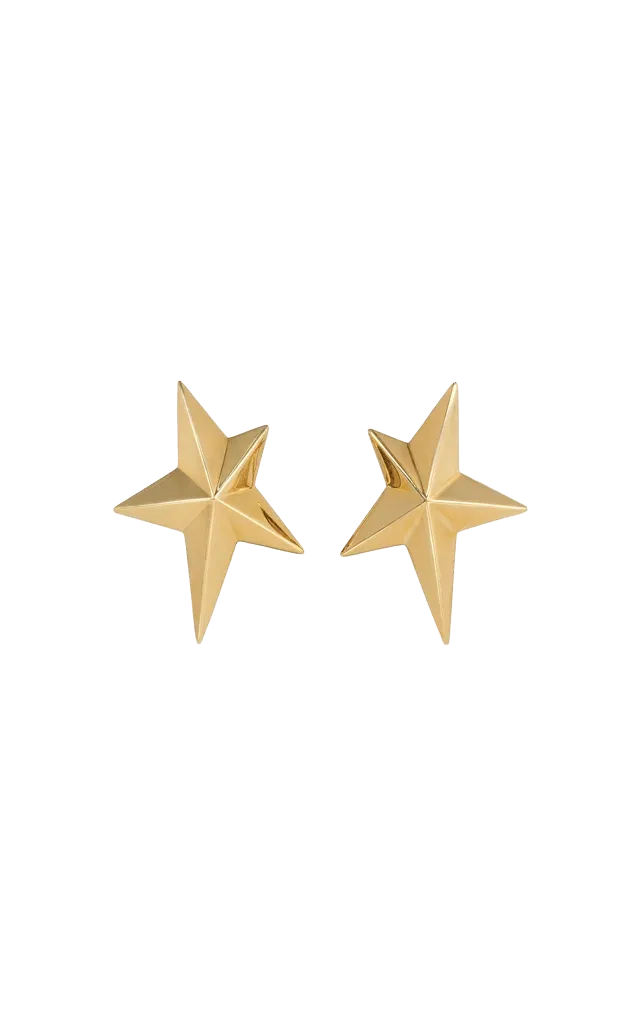 Angela Cummings Beveled Star 18K Yellow Gold Earrings