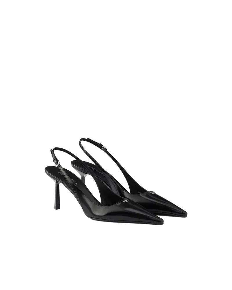 Brushed leather slingback pumps