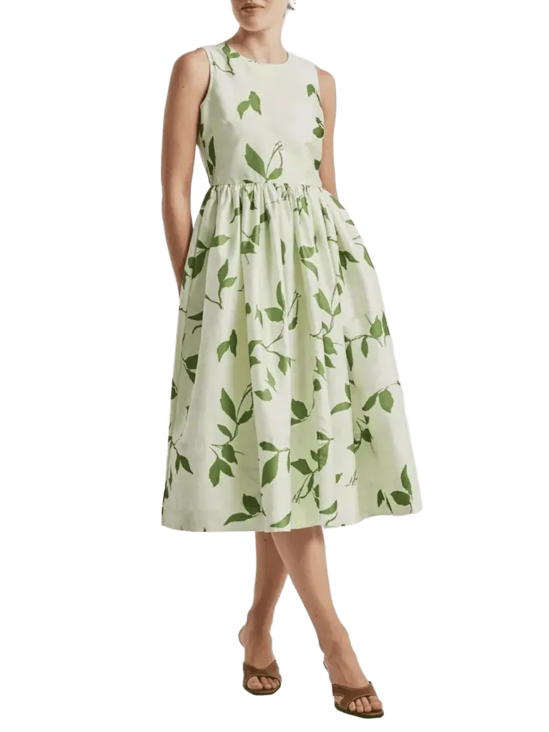 Taffeta Midi Dress in Soft Pastel