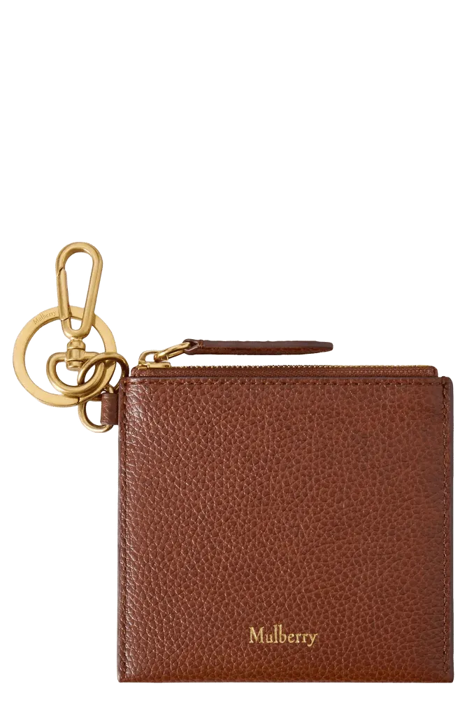 Clip Zipped Leather Card Pouch