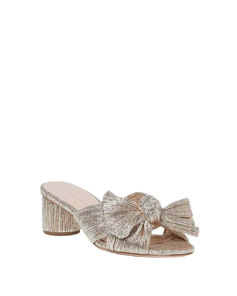 Emilia Champagne Pleated Bow Heel