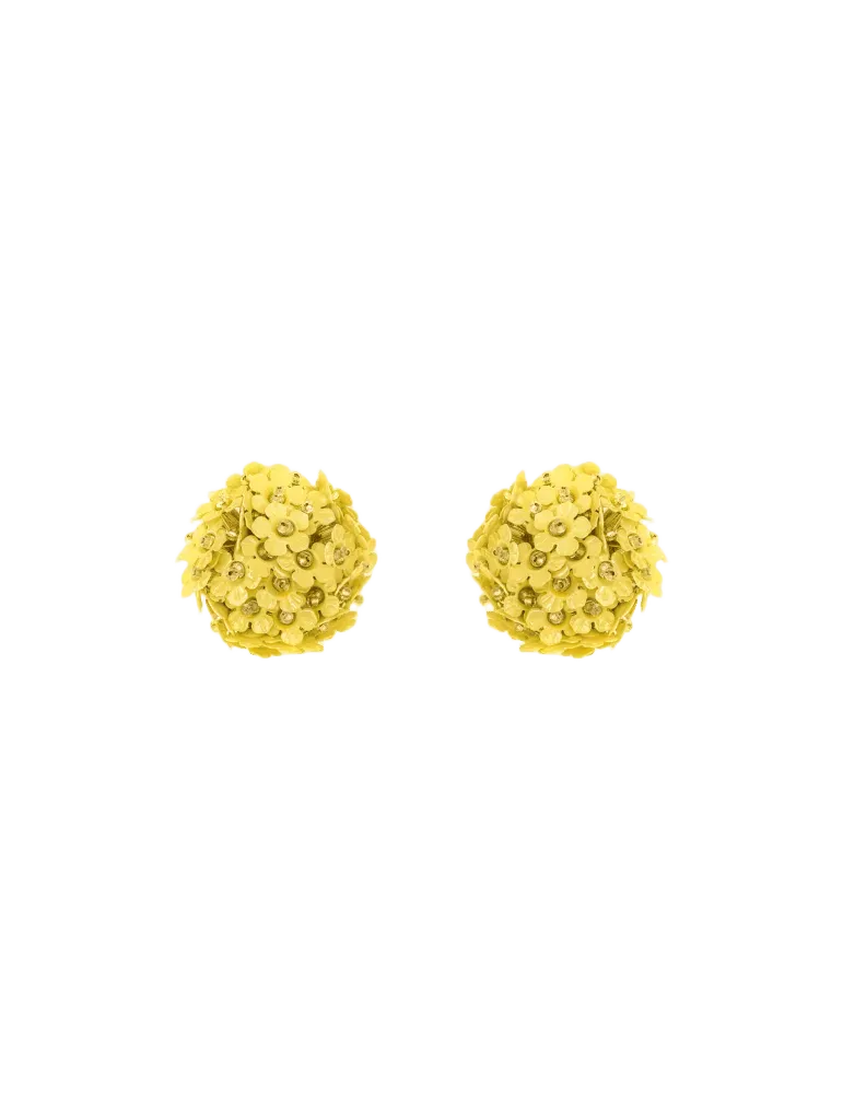Flower Pompom Small Earrings