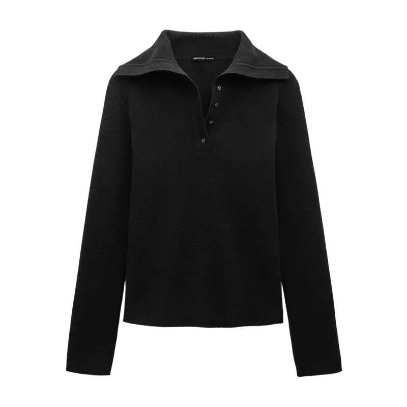 Fitted Funnel Neck Sweater - Black