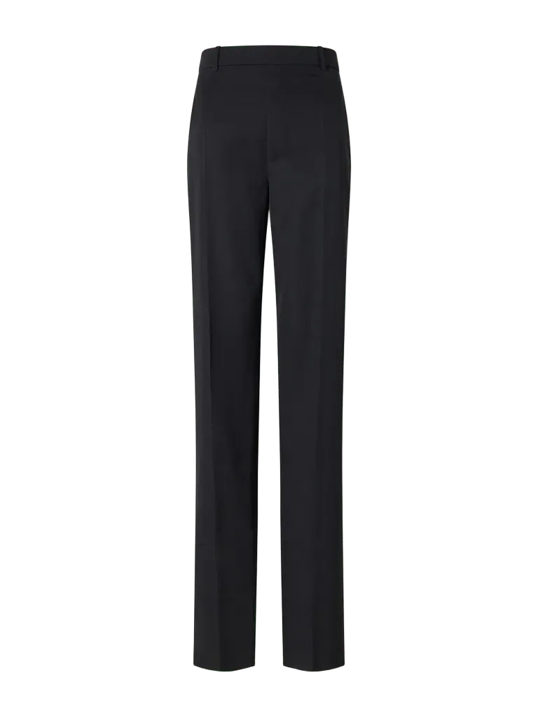 Wool grain de poudre straight-leg pants